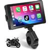 podofo Autoradio per Moto Podofo con Supporto Wireless Apple Carplay e Android Auto, Radio Portatile Carplay con Touchscreen IPS Impermeabile da 5,5 Pollici/Bluetooth/Comandi al Volante/Trasmissione FM