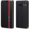 Shantime Custodia Flip in Pelle PU Bicolore con Chiusura Magnetica Invisibile Compatibile con LG G8s ThinQ, Cover Elegante e Protettiva (Nero)