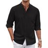 Coofandy Camicia da Uomo a Maniche Lunghe Oxford con Colletto e Bottoni, Camicia Casual, Nero, L