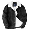 LOUECHY Men's Corduroy Sherpa Lined Trucker Jacket Thickened Warm Winter Coats 9720/Black-L