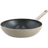GreenChef Tones Wok con Rivestimento Ceramico Antiaderente, 28 cm, Compatibile Induzione, Senza PFAS, Adatto Forno 200 °C, Lavabile Lavastoviglie, Tortora