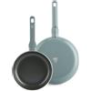 GreenChef Tones Set 2 Padelle con Rivestimento Ceramico Antiaderente, 20 + 26 cm, Compatibile Induzione, Senza PFAS, Adatte Forno 200 °C, Lavabile Lavastoviglie, Blu Fumo