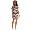 Barbie Bambola Castana con Abito Giallo con Cuoricini Viola, Giocattolo per Bambini 3+ Anni, GHW47
