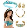 Fonyiunce 4pcs Accessori Costume Jasmine Diadema Principessa, Copricapo da Principessa Araba, Jasmin Costume Ragazze, per Costume Carnevale Principessa, Costumi Halloween Donna