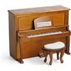 Odoria Casa delle Bambole Pianoforte Miniatura: 1/12 Scala Piano Marrone Tastiera per Salotto Soggiorno Vintage - Mini Strumenti Musicali Mobile Legno con Panchina Modellismo