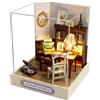 CUTEROOM Miniatura casa delle Bambole con mobili,Fai da Te in Miniatura Casa delle Bambole Kit,Mini 3D Casa in Legno con Luci A LED - Regalo di Compleanno di Natale (QT031)
