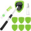 Zosenyer Kit Pulizia Auto, Lavavetri Auto con Spazzola Télescopica e 6 Pads Microfibra, Pulizia Vetri Auto Interni, 180° Rotazione, Incluso Spray e Spazzola Doppia Testa (Verde)