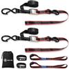 RUNAFLAMA - Cinghie Moto Trasporto con Ganci a S e Asola Integrata, Cinghie di Fissaggio per Rimorchio e Portamoto, Moto Cross e Dirt Bike, 550 kgf per Cinghia, Set 2 x 1,9 m + 2 Asole di Ancoraggio