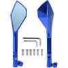 Hihaha Specchietti Retrovisori Laterali Regolabili per Moto 1 Set Blu | Colore Blu, Lega Alluminio, 11.2x5.6cm, M8/M10, Per Yamaha, Per Kawasaki, Per Honda Shadow, Regolabili 360°