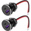 GBKDQQ 2 Pezzi Presa USB 12 V Camper, Presa USB C 12 V QC 3.0 e PD 3.0 Auto, Caricatore USB 12 V in Alluminio Completo 12 V Dual Adattatore da Incasso per Auto, Camper, Barca, Moto