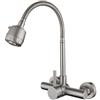 ZPSPZ Miscelatore Cucina a Muro, Rubinetto Cucina Acciaio Inossidabile Spazzolato Acqua Fredda e Calda Rubinetto da Cucina