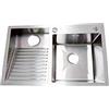 FSJKZX Lavandino Per Lavanderia In Argento Con Asse Per Lavaggio E Kit Di Scarico Integrati, Lavello Multiuso In Acciaio Inossidabile 304, Vasca Per Bucato A Doppia Vasca (S : 100cm-Left)