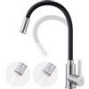 Auralum Rubinetto Cucina Nero Con Beccuccio Flessibile, Rubinetto Lavello Cucina Con 2 Spruzzi, Miscelatore Cucina Orientabile a 360°, Monocomando Alta Pressione