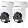 VIM TAG 2,5K Telecamera Wi-Fi Esterna, Videocamera di Sorveglianza Interna a 360° con Allarme, Visione Notturna a Colori, Impermeabile IP65, Audio a 2 Vie, Rilevamento del Movimento, Alexa(2PCS)