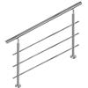 Aufun Corrimano in acciaio inox, 150 cm, ringhiere per scale interne ed esterne con 2 pali per scale, parapetto, balcone (150 cm, 3 barre trasversali)