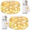 btfarm 2 Pezzi Lucine Led Decorative a Batteria con Timer, 2M 20 LED Luci Natale Batteria Impermeabile, Mini Filo Luci Led Battery Decorative per Interni e Esterni, Feste, Matrimonio, Bianco Caldo