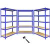 Monster Racking - 3 Scaffali T-Rax In Acciaio Senza Bulloni Blu 120cm x 45cm x 180cm