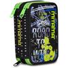 Mitama Astuccio Scuola 3 Scomparti, TRIPLO ROAD TO WIN, Contenuto 47 pz, Completo di Matite, Pennarelli, Portapenne Scuola Elementare Bambino