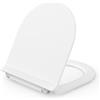 SREWOHS PRO Copriwater con abbassamento automatico a forma di D, corto, 42,7 x 36,4 cm, bianco, in duroplast, Slim Line, con chiusura rapida