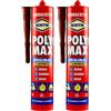UHU Bostik Poly Max Original Express Colla di Montaggio e Sigillante Universale Super Rapido e Super Forte, colore Terracotta, Cartuccia 425 gr (Confezione da 2)