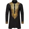 Zanisouta Abbigliamento Preghiera Per Uomini Abbigliamento Musulmano Uomo Set Africano Camicia Stampa Oro Dashiki E Pantaloni Vestito Tradizionale Casual Etnico Ramadan Abaya, O nero., M