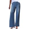 Generico Pantaloni da Lavoro Estivi Slim Jeans Strappati Pantaloni da Donna in Denim a Gamba Larga a Vita Alta con Elastico in Vita ed Effetto Pantaloni A (Blue, XXL)