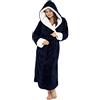 Generic Accappatoio termico da donna taglie forti accappatoio caldo con cappuccio a lunghezza intera accappatoio spesso accogliente accappatoio soffice accappatoio di lusso oversize accappatoio da donna con