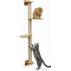 eyepower 130 cm Tiragraffi da Parete Luna con 2 Piattaforme in Bambù - Albero per Gatti Salvaspazio con Ripiani - Colonna in Sisal Naturale - Gioco da Arrampicata - Percorso da Muro Set Mensole Gatto