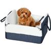 PawHut Cintura di Sicurezza per Cane in Auto fino a 5 kg Blu Scuro | Attacco, Seggiolino per Cane in Auto, Base Antiscivolo Portatile, Cesto per Animali in Auto, Cuscino Rimovibile