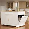 Easexcy Isola di Cucina, Armadio da Cucina, 120 x 50 x 92 cm, Carrello di servizio, con scomparto per bidoni della spazzatura, ripiani regolabili, due ante e tre cassetti (bianco)