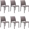 GLOUPIE Set 6 Sedie Volga In Polipropilene Taupe, Impilabili, Dimensioni 54 x 46 x 81 Cm, Peso 3,5 Kg,Per Interno Ed Esterno, Made In Italy, Sedia Impilabile