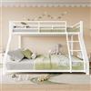 Moimhear Letto a castello, 90 x 200 cm+140 x 200 cm, ringhiera, gradino, certificato en747, senza materasso, metallo (bianco)