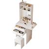 Senmate Toilette da Trucco con Luci LED Regolabile 3 Colori, Specchio Vanità con Cassetti, Ripiano Ribaltabile per Spazi Piccoli, Comoda Sgabello Incluso, Design Moderno, Bianco