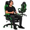 Avilia - Sedia Gaming Ergonomica con Poggiapiedi Retrattile - Pelle, Schienale 90-135°, 150 kg | Sedia da Gaming Regolabile 114-124 cm, 5 Ruote 360°, Cuscino Lombare e Poggiatesta (Verde)