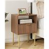 HEYZOEY - Comodino con 1 ripiano aperto e 1 cassetto, comodino moderno, stile bohémien, per camera da letto, soggiorno, noce