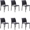 GLOUPIE Set 6 Sedie Volga Polipropilene Nero, 54x46x81cm