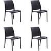 GLOUPIE Set 4 Sedie Volga In Polipropilene Nero, Impilabili, Dimensioni 54 x 46 x 81 Cm, Peso 3,5 Kg,Per Interno Ed Esterno, Made In Italy, Sedia Impilabile