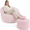 bananair - Pouf Poltrona Soggiorno e Camera in Velluto a Coste con Poggiapiedi - Pouf Gigante XXL Morbido - Rivestimento lavabile - Ideale per Adulti e Adolescenti (110 × 100 cm, Rosa Chiaro)