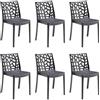 GLOUPIE Set 6 Sedie Matrix In Polipropilene Nero, 55x47x82 Cm,Peso 4 Kg,Per Interno Ed Esterno,Made In Italy,Impilabili