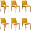 GLOUPIE Set 6 Sedie Volga In Polipropilene Senape, Impilabili, Dimensioni 54 x 46 x 81 Cm, Peso 3,5 Kg,Per Interno Ed Esterno, Made In Italy, Sedia Impilabile