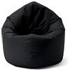 Lumaland Poltrona a sacco | Pouf rotondo 120 x 80 x 75 cm | 2 in 1 per ambienti interni ed esterni | Con imbottitura da 300 l | Impermeabile e robusta [Nero]