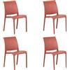 GLOUPIE Set 4 Sedie Volga In Polipropilene Rosso, Impilabili, Dimensioni 54 x 46 x 81 Cm, Peso 3,5 Kg,Per Interno Ed Esterno, Made In Italy, Sedia Impilabile