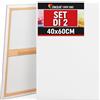 Zenacolor Tela per Dipingere 40x60 - Set di 2 Canvas Tele Pittura Senza Acido - Adatte a Tutti i Tipi di Pittura su Tele