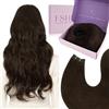 Fshine Extension Capelli Veri Tessitura 60 cm 100 g Extension Tessitura Capelli Umani Lisci Castano Scuro Estensione Matassa Colore 2