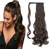 Cybelleza Posticci per capelli Extension Coda Capelli Clip Coda di Cavallo Capelli 60cm 130g Ricci Mossi Sintetici Lunghi Ponytail Effetto Naturale Wrap Around (Marrone Medio)