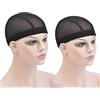 YTBYT 2 pezzi Black Spandex Mesh Dome Parrucca Copricapo Elastico all'uncinetto per la produzione Parrucca (Nero L)