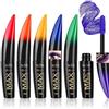 RoseFlower Set di mascara colorato, 6 colori arcobaleno impermeabile in fibra 4D per ciglia, mascara a lunga tenuta, a prova di sbavature, voluminoso e affascinante, Mascara blu/verde/viola/rosso...
