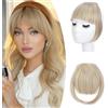 SEGO Frangia Capelli Clip Frangetta Finta Frontale Extension Fascia Unica Corta Bangs Hair Sintetici Posticci Donna 30g Biondo Naturale mix Biondo Chiarissimo