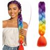 SEGO Treccine Africane Afro Extension Capelli Sintetici Intrecciati per Treccia Finta Braids Hair Trecce Lunghe 60cm 1 Ciocca Crochet 100g - Viola/Blu/Giallo/Arancione
