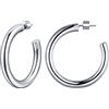 ChainsHouse Orecchini a cerchio da donna, 30/40/60 mm, in acciaio inossidabile, con tubo grande e spessore a metà cerchio, Acciaio inossidabile